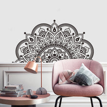 Load image into Gallery viewer, Black and white mandala-patterned wall decal