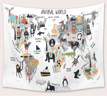 Load image into Gallery viewer, Tapestry : Animal Map - Printed.
