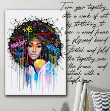 Load image into Gallery viewer, Tapestry : Graffiti Woman White - Printed.