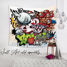 Load image into Gallery viewer, Graffiti wall art hanging tapestry NZ with matching cushions - graffiti doodling
