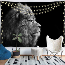 Load image into Gallery viewer, Tapestries & Wall Hangings NZ: Black and White Lion side view