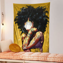 Load image into Gallery viewer, Tapestry : Woman Black Orange - Printed.