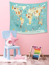 Load image into Gallery viewer, Tapestry : Animal Map - Printed.
