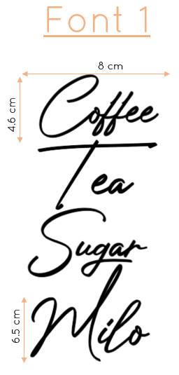 Labels : Tea, Coffee, Sugar & Milo x 4