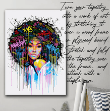Load image into Gallery viewer, Tapestry : Graffiti Woman White - Printed.

