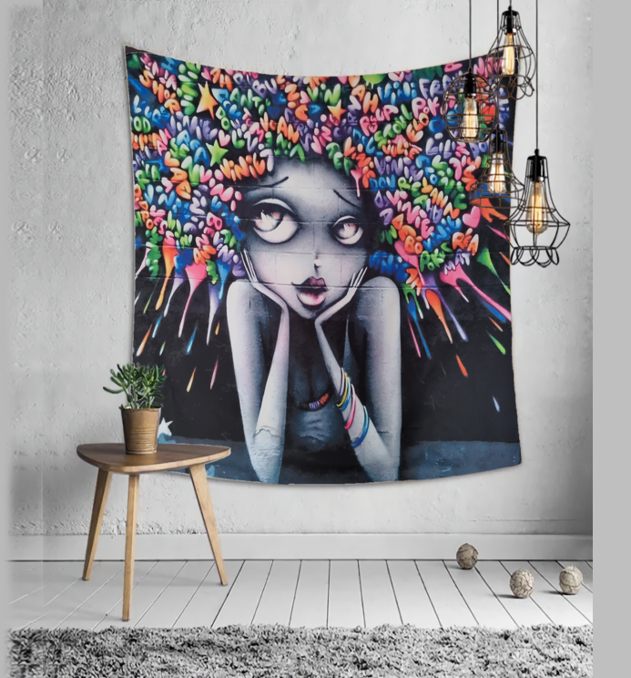 Tapestry : Wall Spray painted Girl 1 - 150*130
