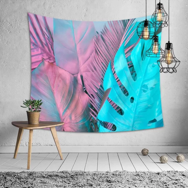 Tapestry : Leaves Pink & Teak (150×200cm)