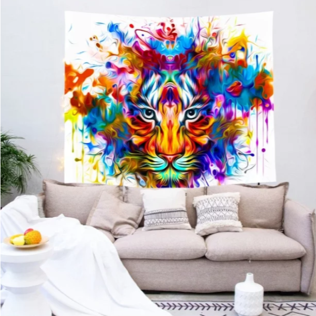 Tapestry : Tiger Bright Colours - Printed
