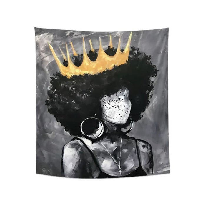 Tapestry : Woman Black Crown2 - Printed.