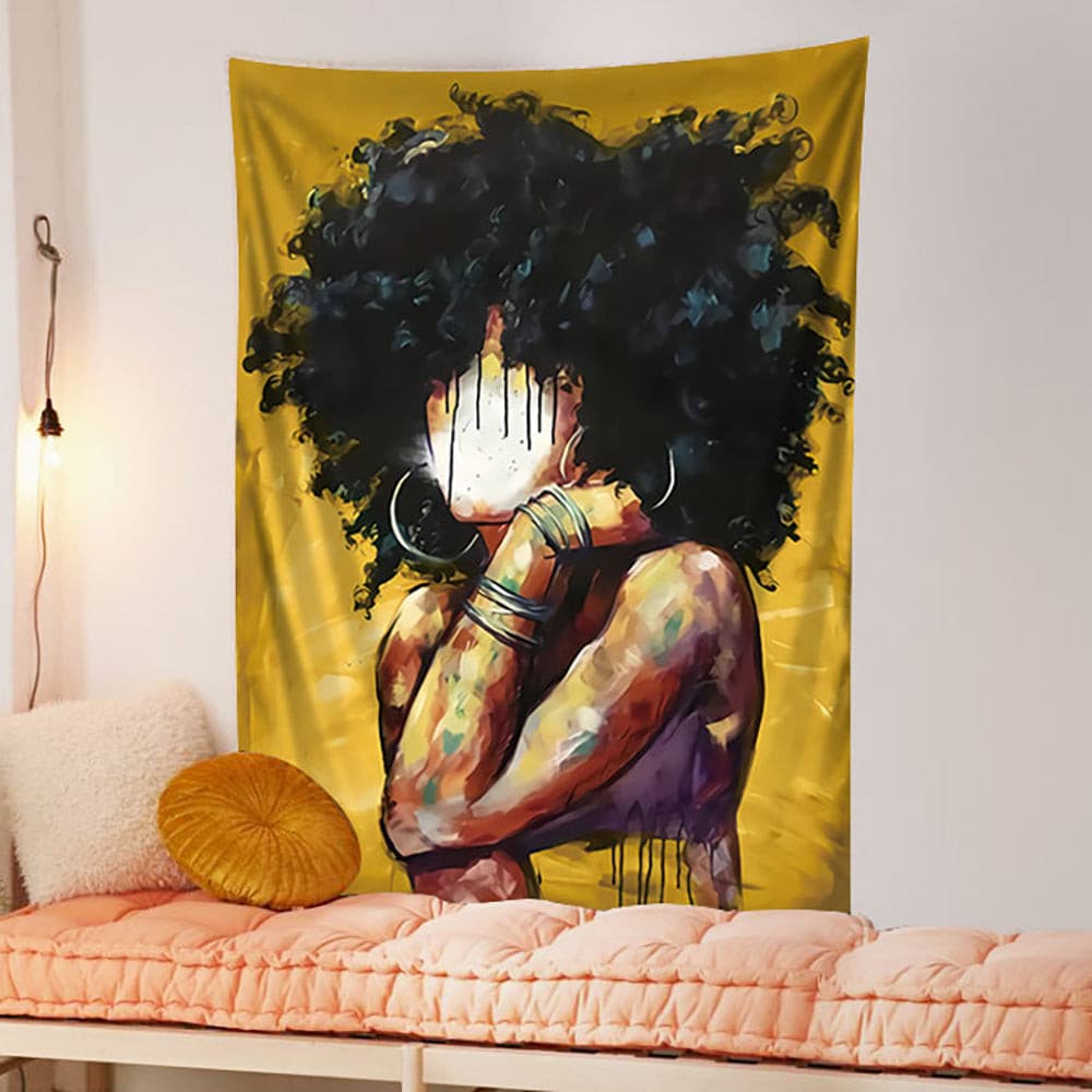 Tapestry : Woman Black Orange - Printed.